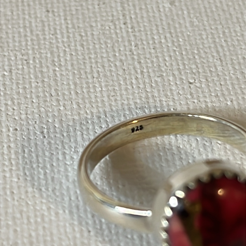 Red Rose Copper Dahlia 925 Solid Sterling Silver Gemstone Ring Size 8.25 - Picture 4 of 8